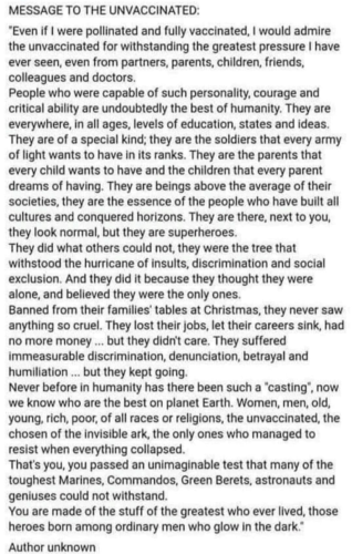 message to unvaccinated