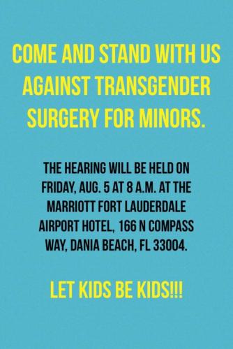 Dania Beach, Florida - Aug 5, 2022 - Stand Against Transgender Surgery for Minors