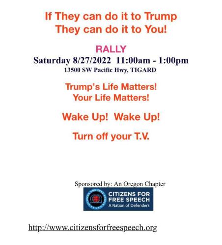 Tigard, Oregon - Aug 27, 2022 - Rally by Citizens for Free Speech