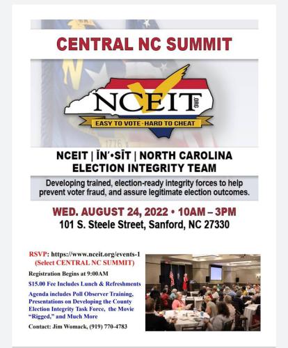 Sanford, North Carolina - Aug 24, 2022 - Election Integrity Training