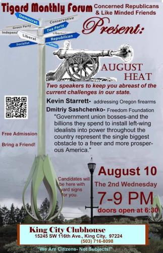 King City, Oregon - Aug 10, 2022 - Tigard Monthly Forum