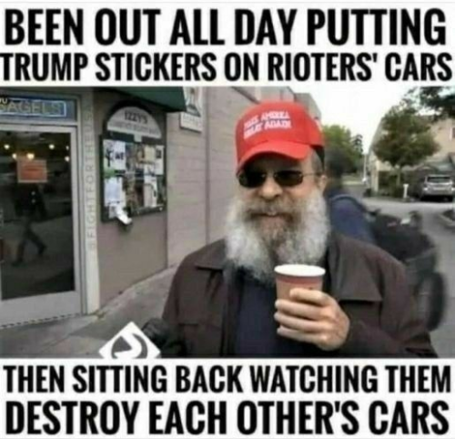 Putting Trump stickers on rioters cars