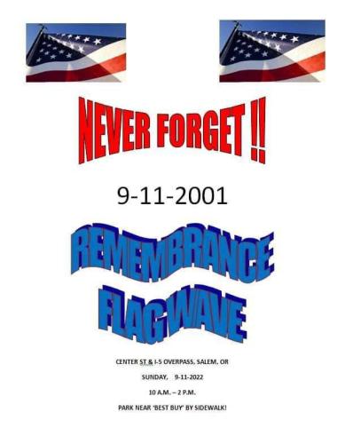 Salem, Oregon - Sep 11, 2022 - Remembrance Flag Wave