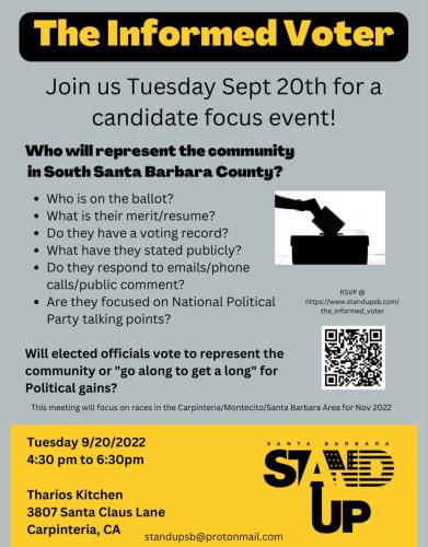 Santa Barbara, California - Sep 20, 2022 - The Informed Voter