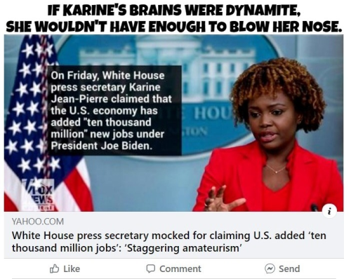 If Karines brains were dynamite she wouldnt have enough to blow her nose