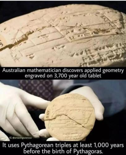 3,000 year old tablet of mathematics.