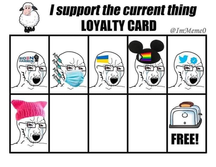 i support the current thing loyalty card npc profile circle shots biden ukraine