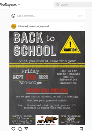 Orange, California - Sep 9, 2022 - Back to School Information Meeting
