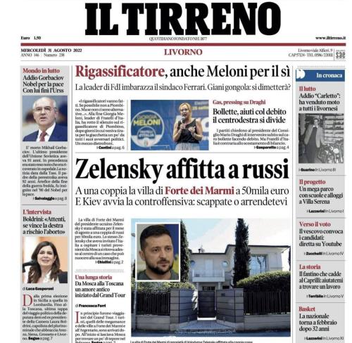 🇮🇹ITALY - Meanwhile, Italian press are reporting that Ukraine President Zelensky has rented out his luxury Villa for a month, to Russian nationals with a London address