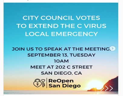 San Diego, California - Sep 13, 2022 - Speak Against Extended C-19 Emergency