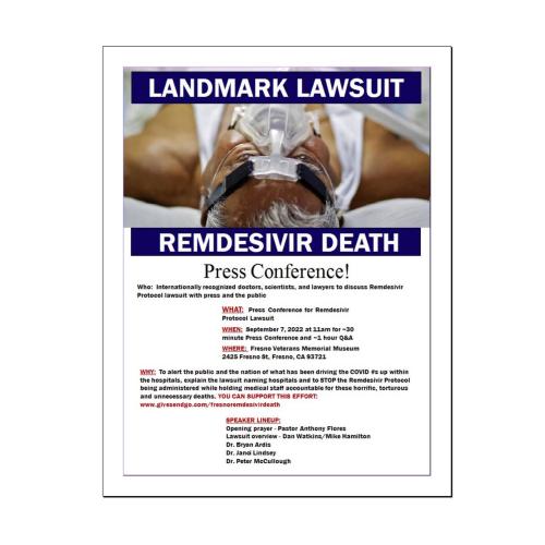 Fresno, California - Sep 7, 2022 - Press Conference Landmark Lawsuit Remdesivir Death