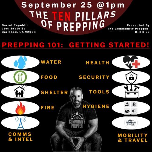 Carlsbad, California - Sep 25, 2022 - The 10 Pillars of Prepping