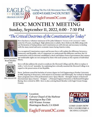 Huntington Beach, California - Sep 11, 2022 - Eagle Forum Orange County