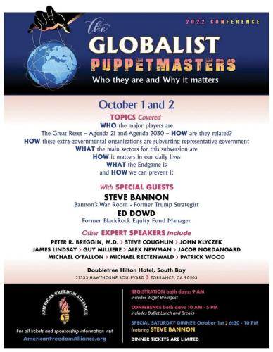 Torrance, California - Oct 1, 2022 - The Globalist Puppetmasters