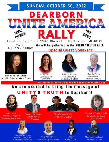 Dearborn, Michigan - Oct 30, 2022 - Unite America Rally