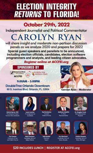 Orlando, Florida - Oct 29, 2022 - Election Integrity Returns to Florida