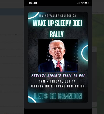 Irvine, California - Oct 14, 2022 - Wake Up Sleepy Joe Rally