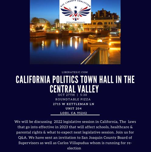 Lodi, California - Oct 27, 2022 - CA Politics Town Hall in the Central Valley