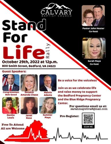 Bedford, Virginia - Oct 29, 2022 - Stand for Life
