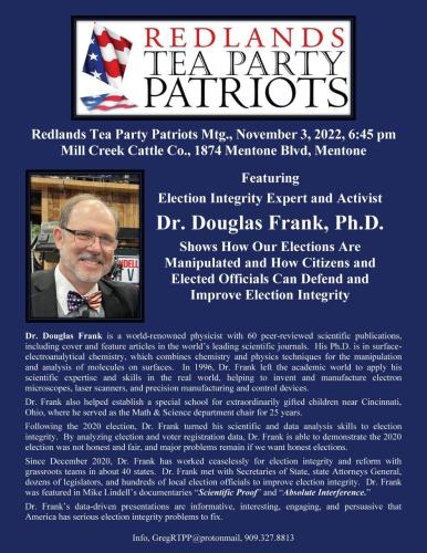 Mentone, California - Nov 3, 2022 - Election Integrity