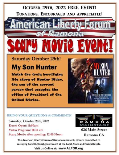 Ramona, California - Oct 29, 2022 - Scary Movie Event
