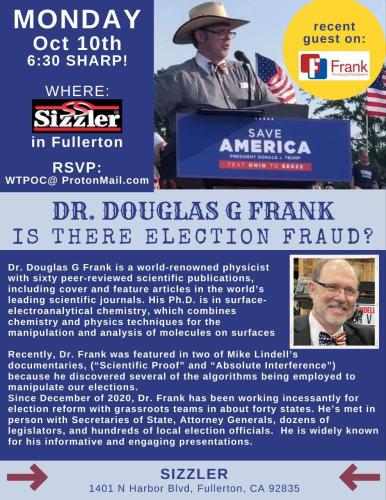 Fullerton, California - Oct 10, 2022 - Dr. Douglas Frank