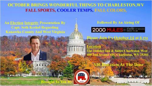 Charleston, West Virginia - Oct 14, 2022 - Election Integrity Followed by 2000 Mules