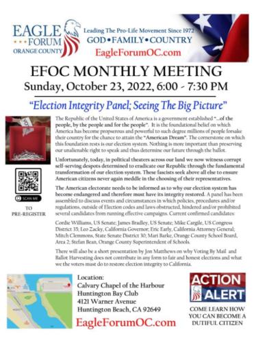 Huntington Beach, California - Oct 23, 2022 Election Integrity Panel - Seeing the Big Picture