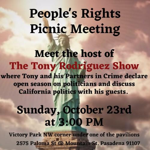 Pasadena, California - Oct 23, 2022 - People's Rights Picnic Meeting