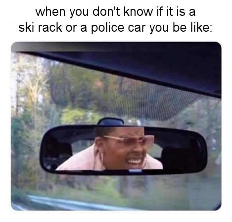 when you dont know if it is a ski rack or a police car you be like