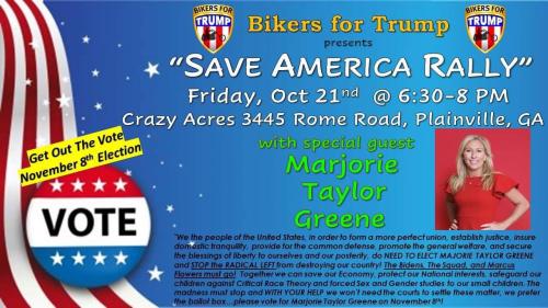 Plainville, Georgia - Oct 21, 2022 - Save America Rally