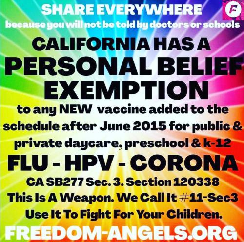 CA Personal Belief Exemption