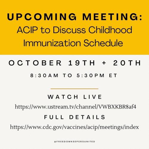 Online - Oct 19 & 20, 2022 - ACIP to Discuss Adding Covid 19 Vaccine to Childhood Immunization Schedule