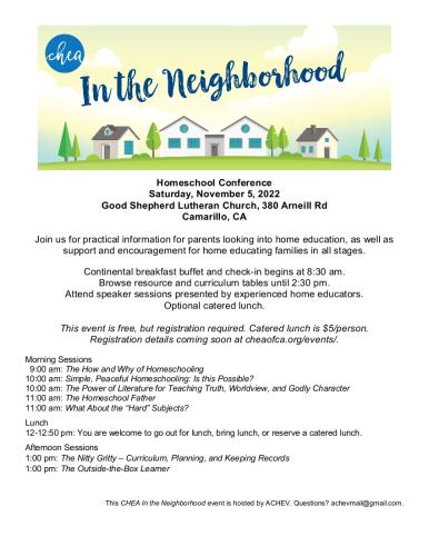 Camarillo, California - Nov 5, 2022 - Homeschool Conference