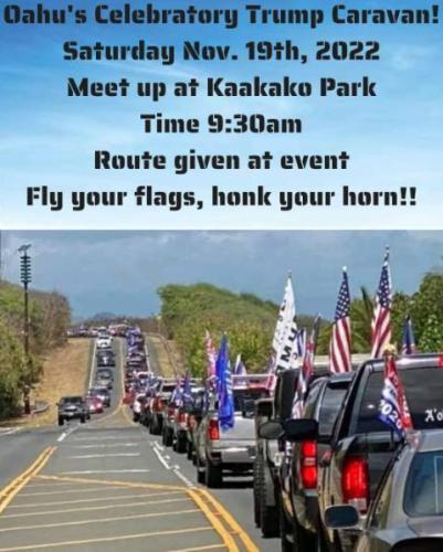 Oahu, Hawaii - Nov 19, 2022 - Trump Caravan