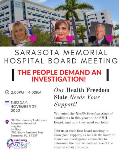 Sarasota, Florida - Nov 29, 2022 - Sarasota Memorial Hospital Board Meeting - The People Demand an Answer