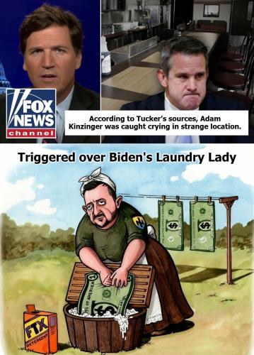 According to Tucker's sources Adam Kinzinger was caught crying in strange location