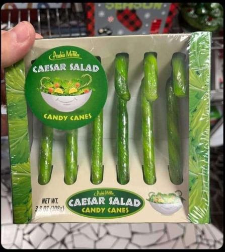 Caesar salad candy canes