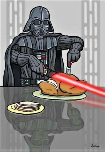 Vader saber carving the turkey