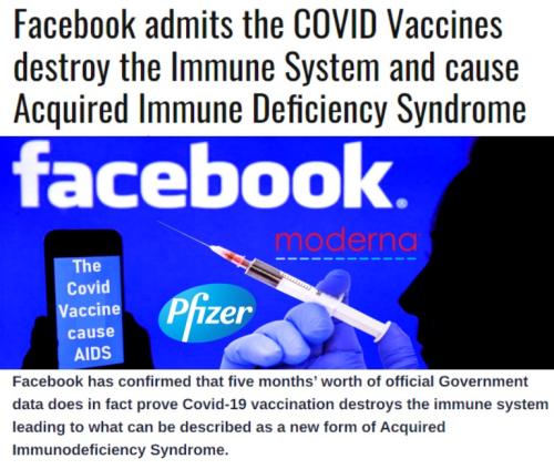 Facebook admits COVID vaccine causes AIDS
