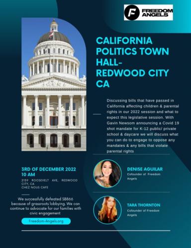 Redwood City, California - Dec 3, 2022 - California Politics Town Hall