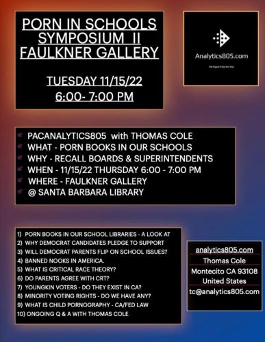 Santa Barbara, California - Nov 15, 2022 - Porn in our Schools Symposium ll