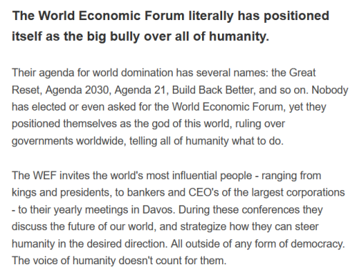 WEF is the voice of a bully