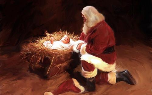 Santa-Kneeling-Before-Baby-Jesus-e1513567538906