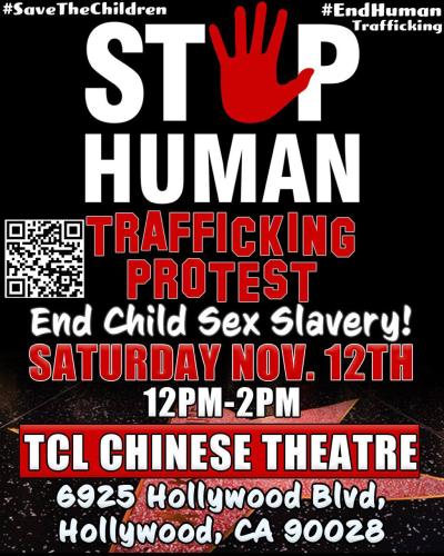 Hollywood, California - Nov 12, 2022 - Stop Human Trafficking Protest