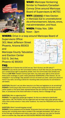 Phoenix, Arizona - Nov 18, 2022 - Freedom Convoy Around Maricopa BOS Office