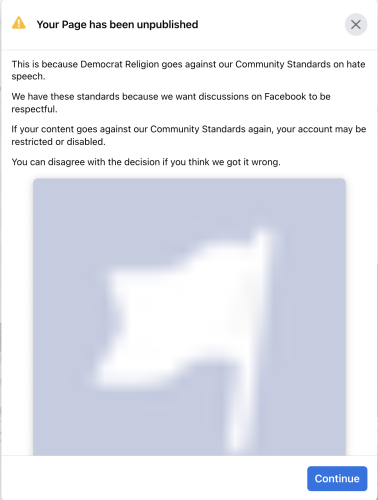 democrat religion censored page takedown by fashbook censors metacuck