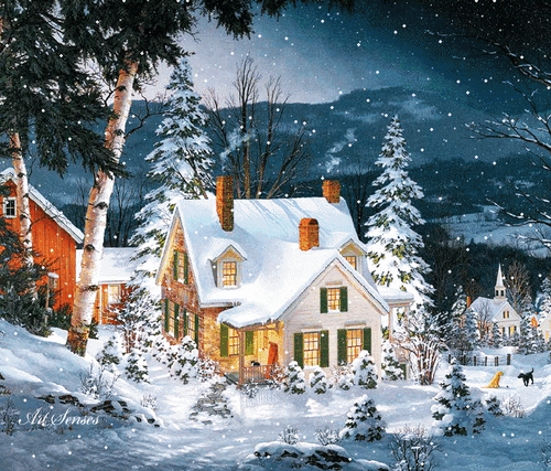 ! White Christmas Snowfall on home