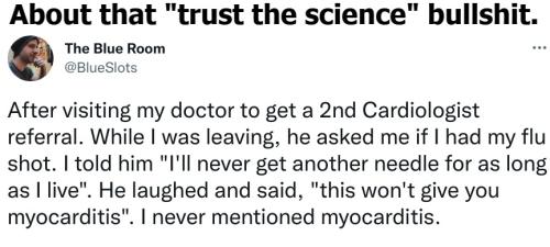 About that trust the science bullshit