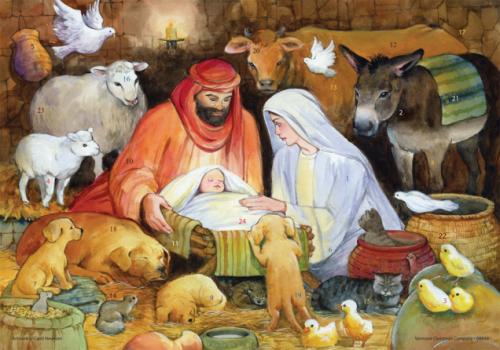 ! Jesus Birth with Animals Dogs Cats Birds